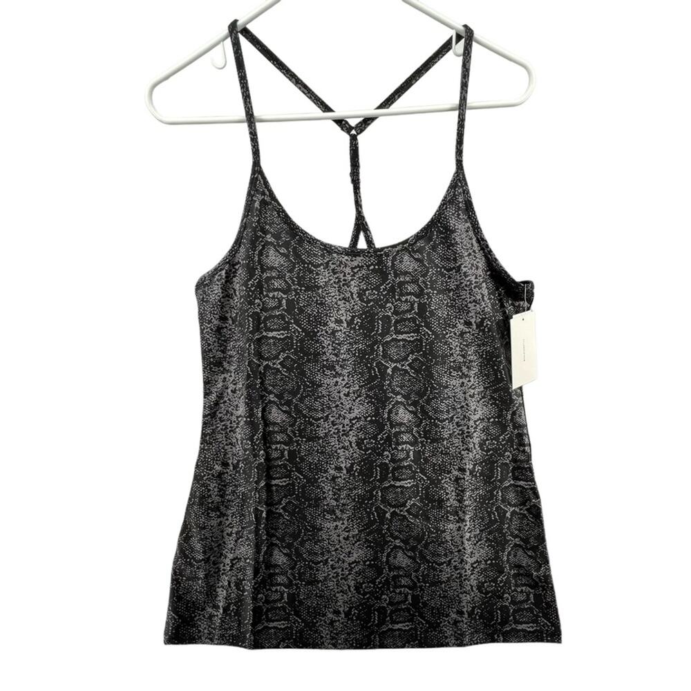 H Halston Size Large Tank Top Studio NEW Y Back Top Snake Print December Sky